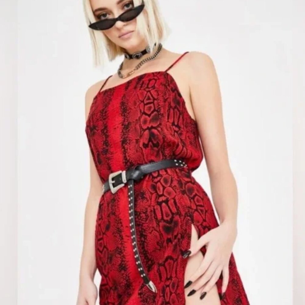 Motel Rocks Red Snake-Print Slip Mini Dress - Picture 8 of 8